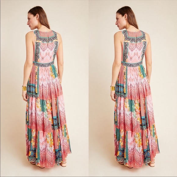Anthropologie Bhanuni by Jyoti Pink Floral Maxi Dress - Picture 3 of 16